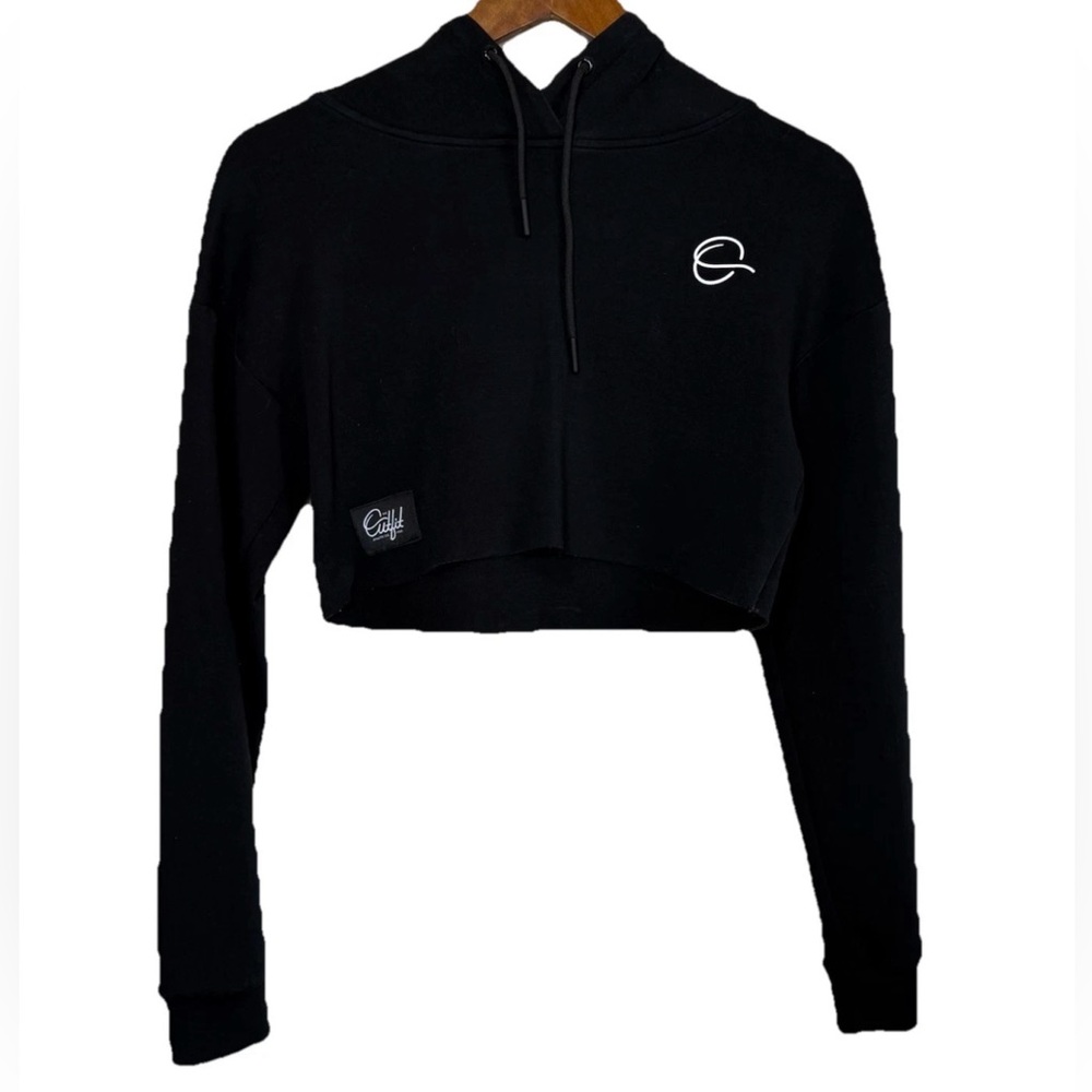 The outfit black cropped hoodie, Sz: XS